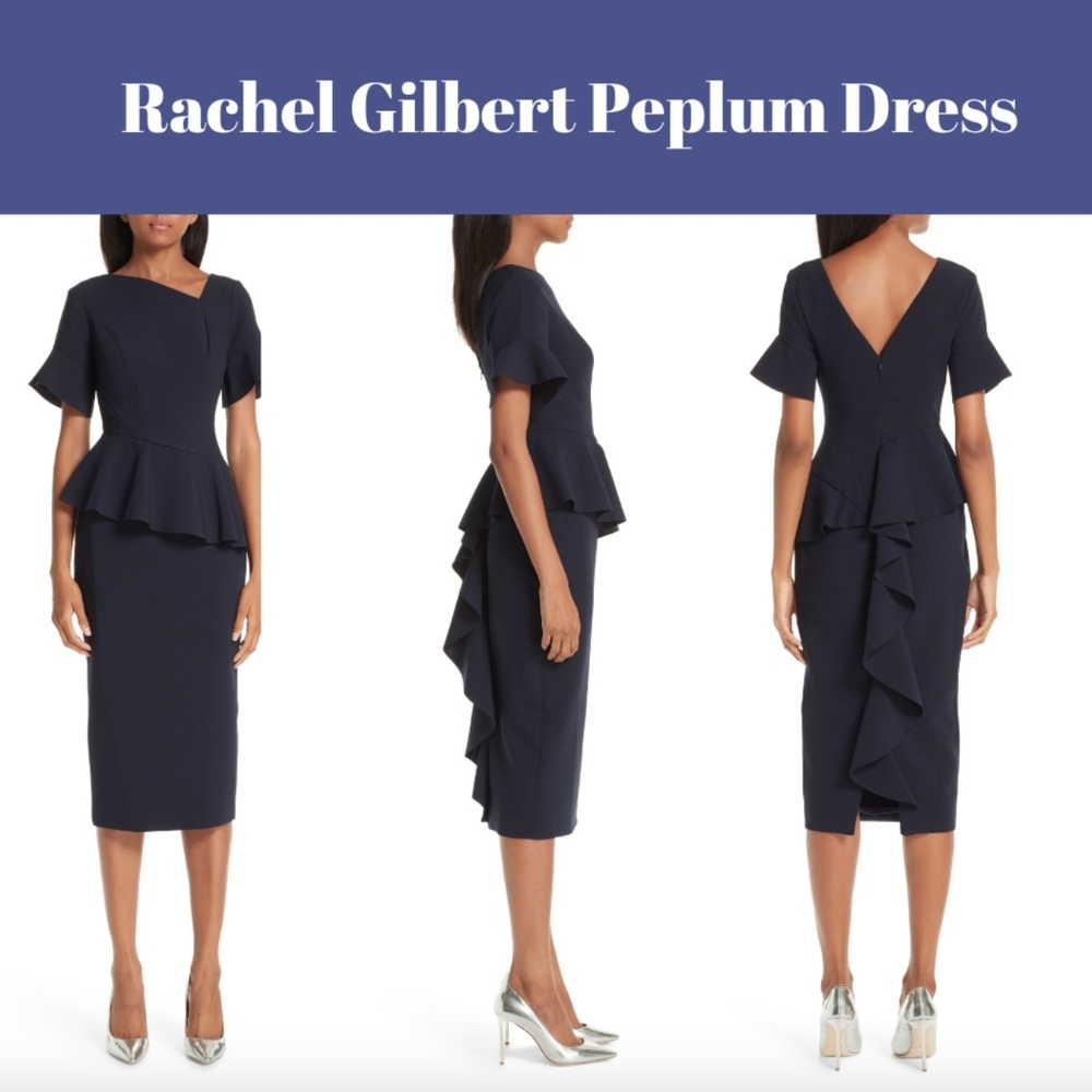 NEW $1099‎ Rachel Gilbert Farah Peplum Dress US 8